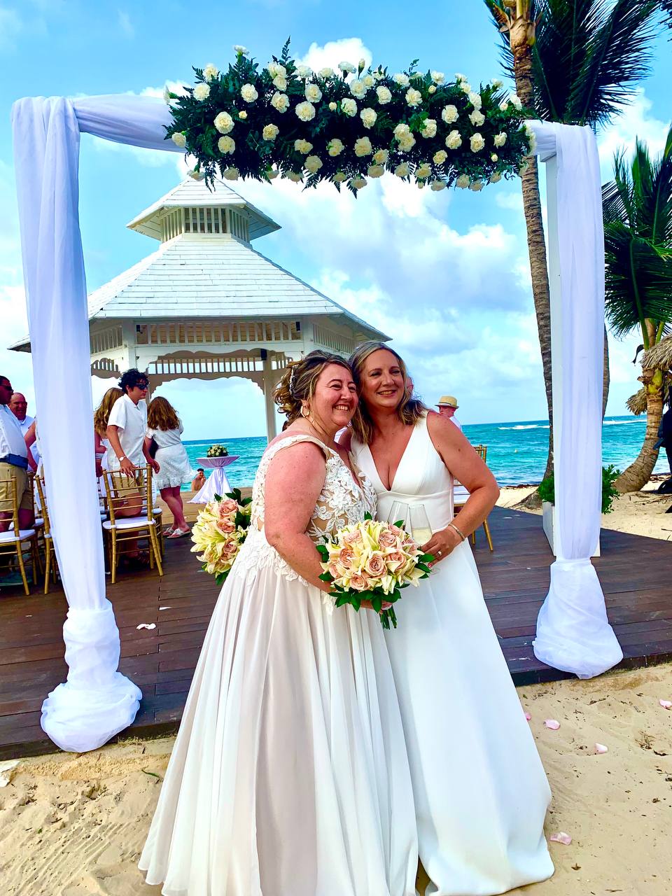 Romantic wedding moment in Punta Cana beach ceremony